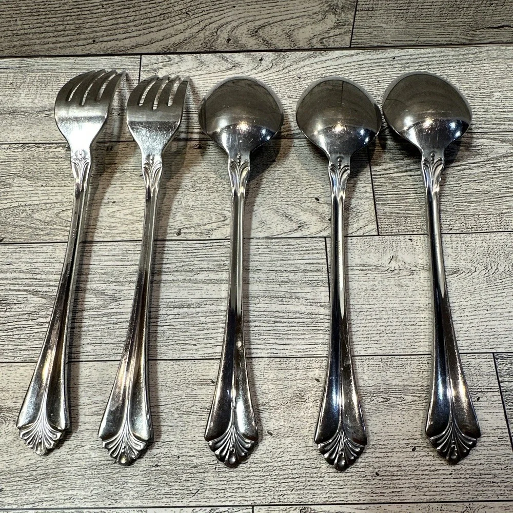 Towle Santa Barbara Stainless Steel Flatware 5PC Vintage *Some Gold Missing*